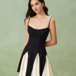 Black Contrast Slip Mini Dress